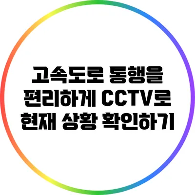 고속도로 통행을 편리하게: CCTV로 현재 상황 확인하기
