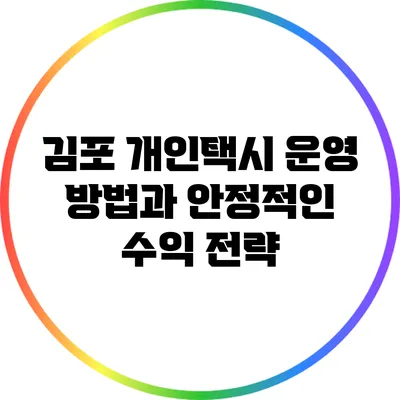 김포 개인택시 운영 방법과 안정적인 수익 전략