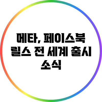메타, 페이스북 릴스 전 세계 출시 소식