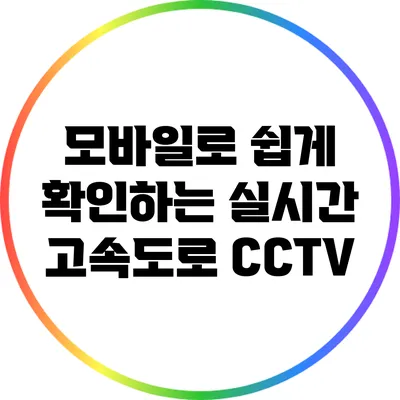 모바일로 쉽게 확인하는 실시간 고속도로 CCTV