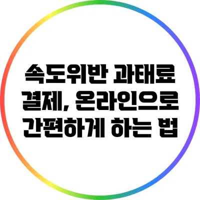 속도위반 과태료 결제, 온라인으로 간편하게 하는 법