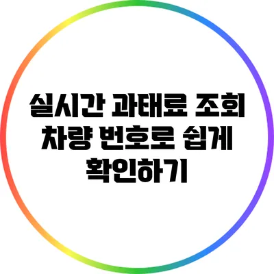 실시간 과태료 조회: 차량 번호로 쉽게 확인하기