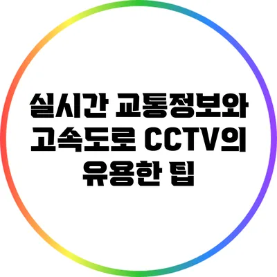 실시간 교통정보와 고속도로 CCTV의 유용한 팁