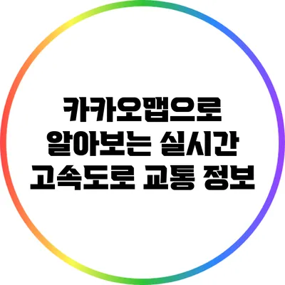 카카오맵으로 알아보는 실시간 고속도로 교통 정보