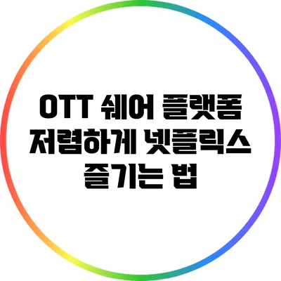 OTT 쉐어 플랫폼: 저렴하게 넷플릭스 즐기는 법
