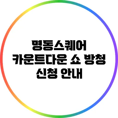 명동스퀘어 카운트다운 쇼 방청 신청 안내
