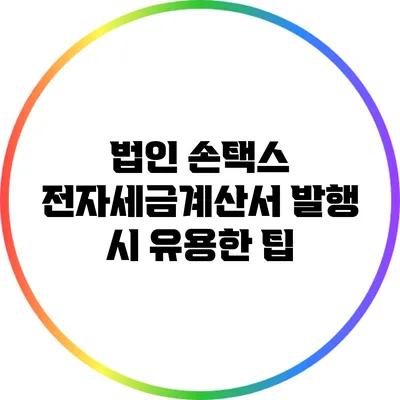 법인 손택스 전자세금계산서 발행 시 유용한 팁