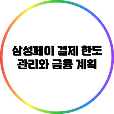 삼성페이 결제 한도 관리와 금융 계획