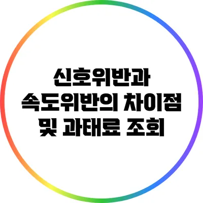 신호위반과 속도위반의 차이점 및 과태료 조회