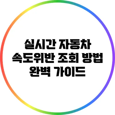 실시간 자동차 속도위반 조회 방법 완벽 가이드