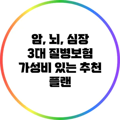 암, 뇌, 심장 3대 질병보험 가성비 있는 추천 플랜