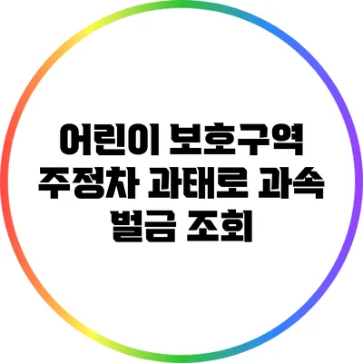 어린이 보호구역 주정차 과태로 과속 벌금 조회