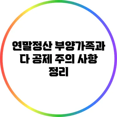 연말정산 부양가족과 다 공제 주의 사항 정리