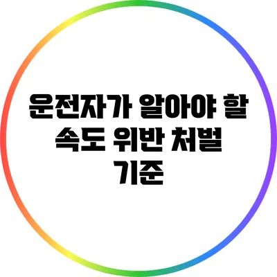 운전자가 알아야 할 속도 위반 처벌 기준