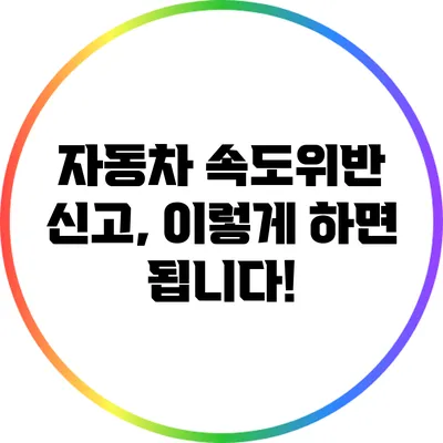 자동차 속도위반 신고, 이렇게 하면 됩니다!