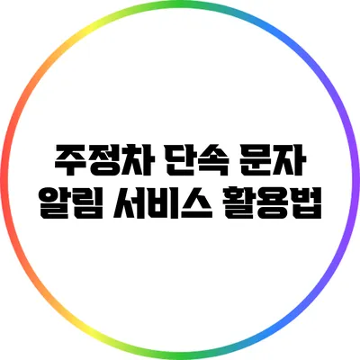 주정차 단속 문자 알림 서비스 활용법