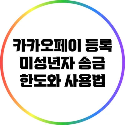 카카오페이 등록: 미성년자 송금 한도와 사용법