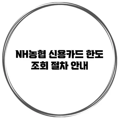 NH농협 신용카드 한도 조회 절차 안내