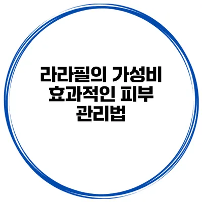 라라필의 가성비 효과적인 피부 관리법