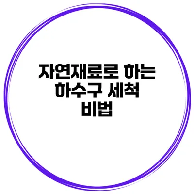 자연재료로 하는 하수구 세척 비법