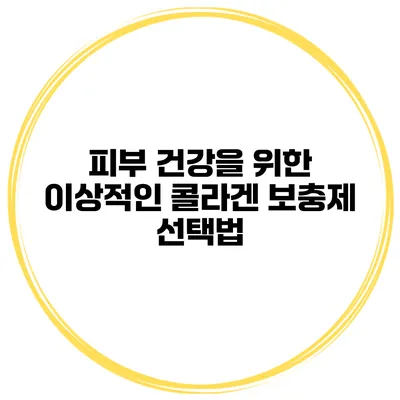 피부 건강을 위한 이상적인 콜라겐 보충제 선택법