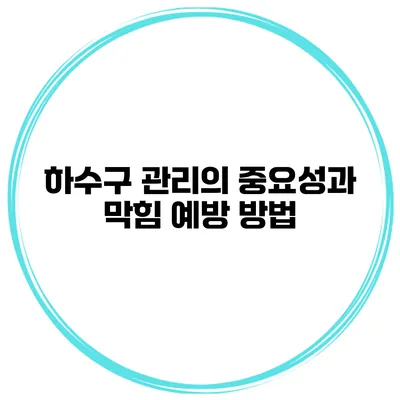 하수구 관리의 중요성과 막힘 예방 방법