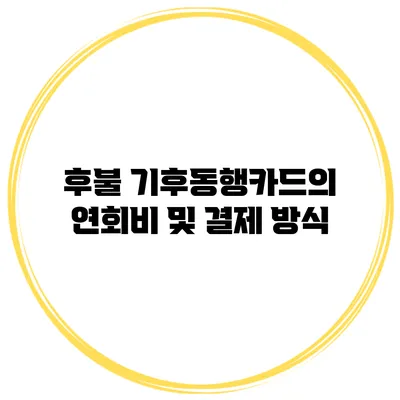 후불 기후동행카드의 연회비 및 결제 방식