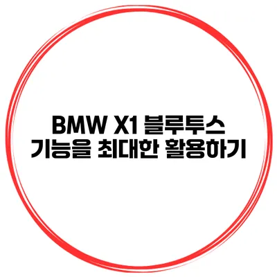 BMW X1 블루투스 기능을 최대한 활용하기