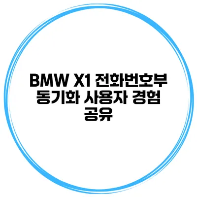 BMW X1 전화번호부 동기화 사용자 경험 공유