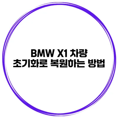 BMW X1 차량 초기화로 복원하는 방법