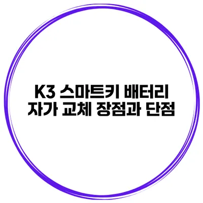 K3 스마트키 배터리 자가 교체 장점과 단점