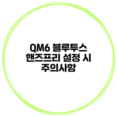 QM6 블루투스 핸즈프리 설정 시 주의사항