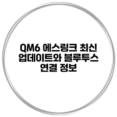 QM6 에스링크 최신 업데이트와 블루투스 연결 정보