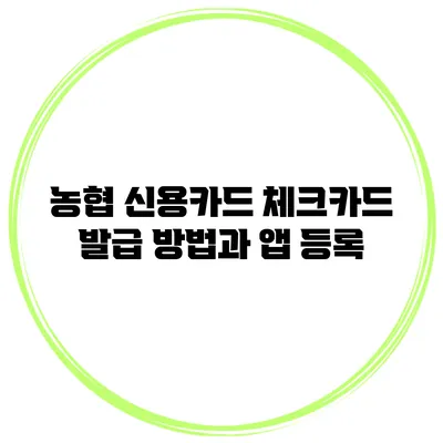 농협 신용카드 체크카드 발급 방법과 앱 등록