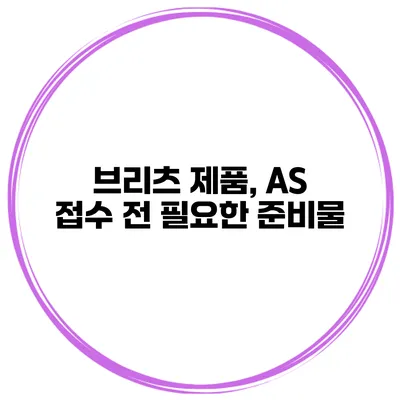 브리츠 제품, A/S 접수 전 필요한 준비물