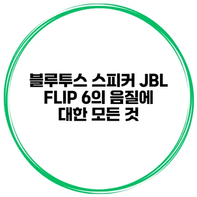 블루투스 스피커 JBL FLIP 6의 음질에 대한 모든 것