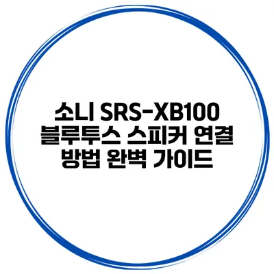 소니 SRS-XB100 블루투스 스피커 연결 방법 완벽 가이드