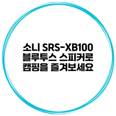 소니 SRS-XB100 블루투스 스피커로 캠핑을 즐겨보세요