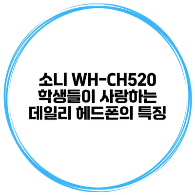 소니 WH-CH520 학생들이 사랑하는 데일리 헤드폰의 특징
