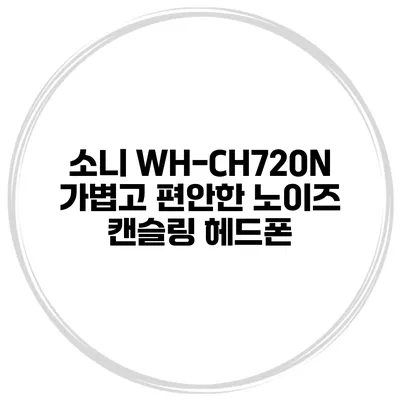 소니 WH-CH720N 가볍고 편안한 노이즈 캔슬링 헤드폰