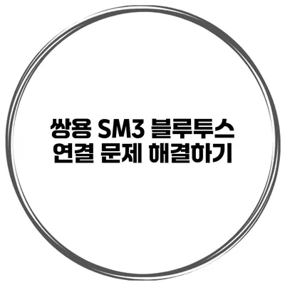 쌍용 SM3 블루투스 연결 문제 해결하기