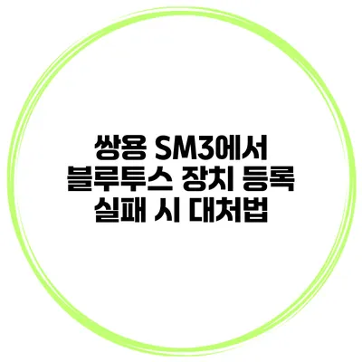 쌍용 SM3에서 블루투스 장치 등록 실패 시 대처법