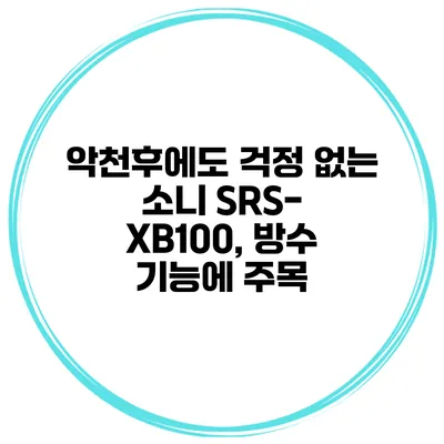 악천후에도 걱정 없는 소니 SRS-XB100, 방수 기능에 주목